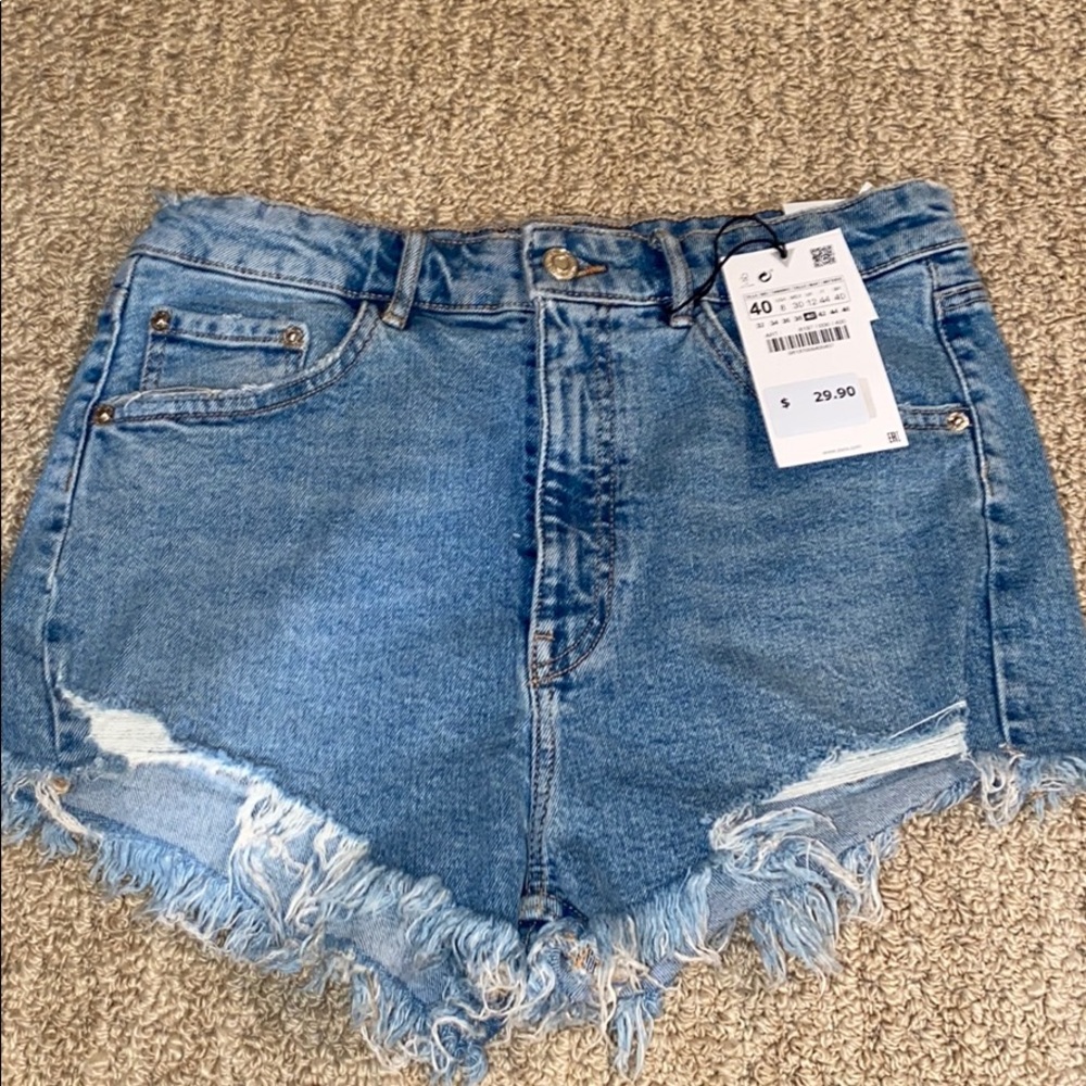 Zara high waisted denim jean shorts